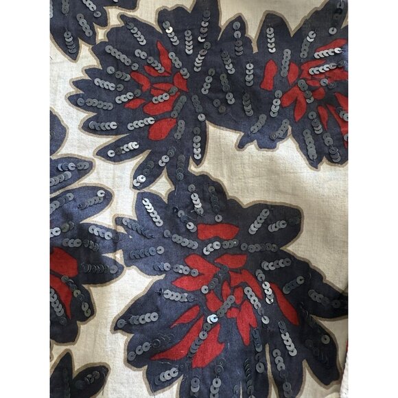 J.Crew Sleeveless White Red Blue Sequin Floral Lightweight Top Blouse Women Sz 0 - Picture 8 of 12